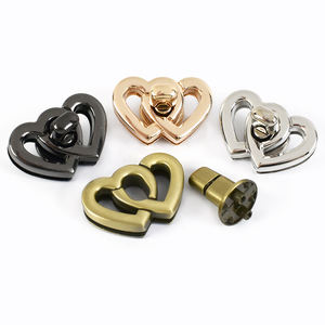 Meetee KY839 37*25mm 하드웨어 액세서리 핸드백 DIY 트위스트 잠금 걸쇠 합금 회전 버클 더블 하트 모양 가방 잠금 - Product Image 3
