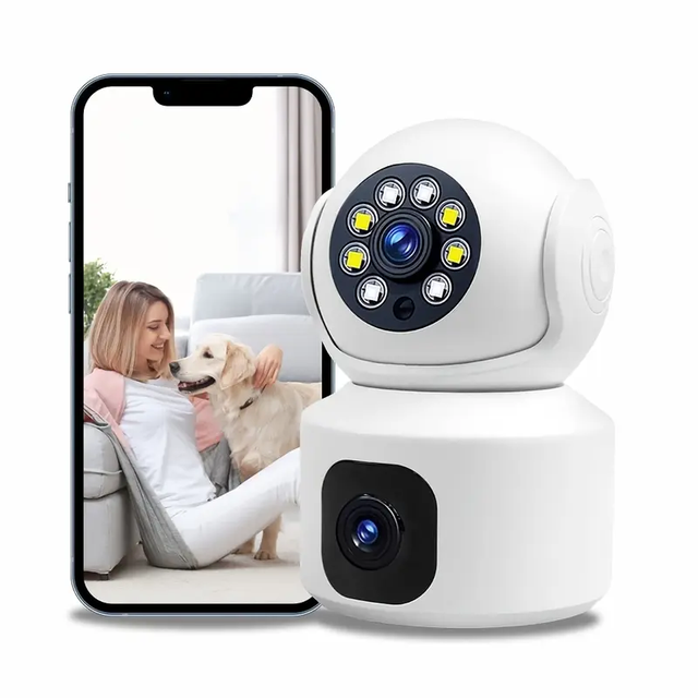PIX-LINK WiFi Dual Lens Linkage Network Camera Smart CCTV IP Wireless 360 Degree Double Lens Memory Card Storage Security Camera
