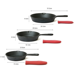 Ensemble de poêles en fonte classiques, durables et écologiques, pré-culottées, 3 pièces (6, 8 et 10 pouces), compatibles gaz et induction, résistantes au four - Product Image 2