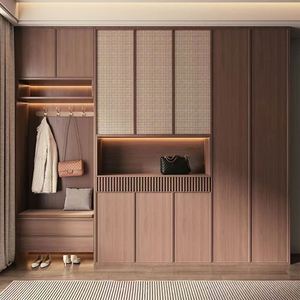 Armoire en bois de style chinois personnalisable, simple, moderne, rétro, en rotin, pour la maison, l'hôtel ou les meubles d'institution - Product Image 1