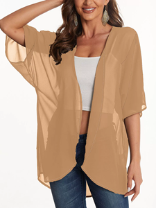 S-3XL nữ khăn choàng tay lửng in hoa 3D Áo khoác Kimono Đi Biển Áo khoác voan áo khoác Bikini áo khoác chống UV - Product Image 5