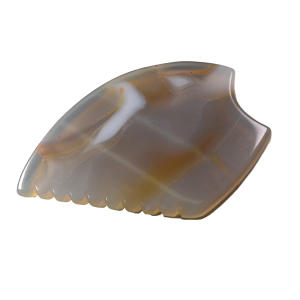 Logotipo personalizado ágata gris Gua Sha piedra Natural antiarrugas cara cuello masajeador herramienta borde dentado Jade herramientas de raspado para el cuerpo - Product Image 4