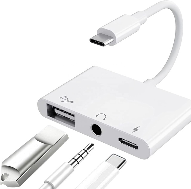 2026 Multifunctional 3-in-1 USB C OTG Splitter Adapter with 3.5mm Audio Jack and 60W PD Fast Charging for Smartphones and Laptop
