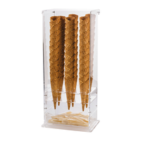 Support de cône de gaufre transparent avec support de sac d'emballage Distributeur de cône de crème glacée en acrylique Cabinet de vitrine de cône de crème glacée