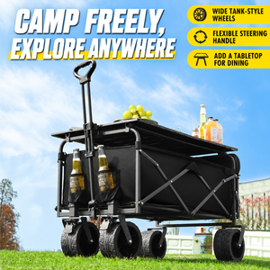 Stainless Steel Foldable Adjustable Rear Opening Four-Wheel Camping Shopping <b>Wagon</b> Portable Outdoor Utility Cart Family Picnic - Product Image 1