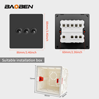 BAOBEN 86 Model British Standard Frosted Matte Black Wall-mounted Concealed Socket Cocok untuk Penggunaan Rumah Tangga
