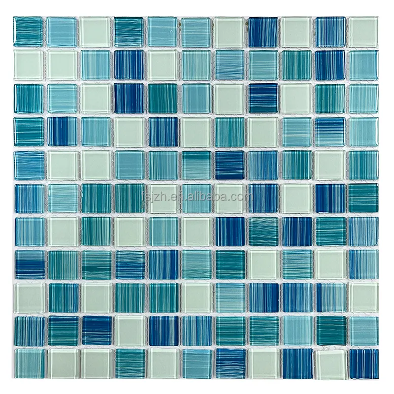 Handmade printing bamboo crystal glass mosaic tile cheap factory wholesale glass bathroom mosaic tile swimming pool mosaic tile