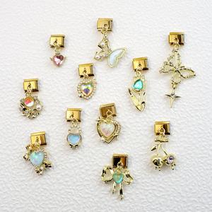 Superventas Transfronterizo: Colgante Italiano DIY para Pulsera, con Patrón de Flor de Cerezo y Estrella Dorados, de Acero Inoxidable Bañado en Oro, Italia - Product Image 3