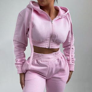 Custom Screen Printing Two Piece <b>Pants</b> <b>Women</b> Tracksuits High Quality Cropped Hoodie and Sweatpants <b>Women</b> <b>Jogger</b> Set - Product Image 1