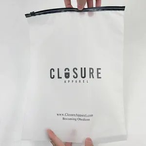 Nouveau sac en plastique pet pour vêtements, impression personnalisée, fermeture à glissière automatique, sac à glissière mat dépoli avec votre propre Logo, 100 unités