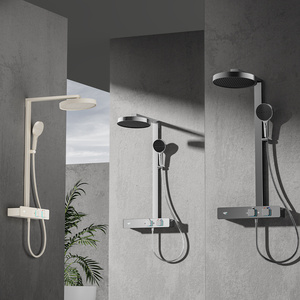 Système <span class=keywords><strong>de</strong></span> <span class=keywords><strong>douche</strong></span> thermostatique avec étagère <span class=keywords><strong>de</strong></span> <span class=keywords><strong>rangement</strong></span>, laiton poli, céramique, design moderne, montage mural, <span class=keywords><strong>colonne</strong></span> <span class=keywords><strong>de</strong></span> <span class=keywords><strong>douche</strong></span> multifonction avec douchette à main - Product Image 2