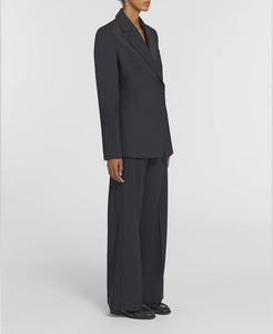 Blazer Negro Asimétrico de un Solo Botón para Mujer, con Solapa con Muescas y Bolsillos con Solapa, para Oficina y Ropa Formal - Product Image 4