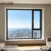 Fenêtre basculante et pivotante en aluminium JOUGE avec trou d'équilibrage de pression, profilé 77S 39mm PA66 1.8mm pour chantier de construction en hauteur