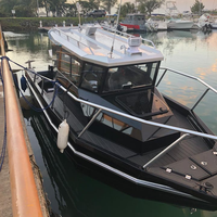 Bateau rapide 25 pieds (7,5 m) en aluminium, yacht à moteur avec cabine centrale, bateau de croisière, bateau de pêche facile à manier, à vendre