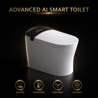 WC intelligent haut de gamme à chasse d'eau à jet, allongé, à siphon en S, à poser au sol, étanche IPX4, télécommande, pour salle de bain moderne