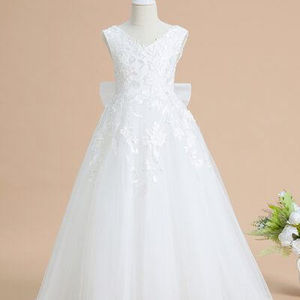 Yoliyolei Kinderen Mouwloze Borduurwerk Prinses Pageant Jurken Kids Prom Baljurk Meisje Kleding Feestjurk - Product Image 1