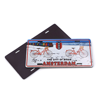 Aimants de réfrigérateur personnalisés avec logo en feuille d'aluminium argentée, style plaque d'immatriculation, souvenirs