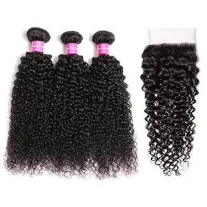 30 Inches Afro Cheap Wholesale Virgin Brazilian Remy Weave Bundles Human Hair Grade A12 Curly Hair Bundles With Hd Closure