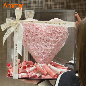 AM-PFE03CAmmy Preserved Natural Rose Mirror Acrylic <strong>Gift</strong> <strong>Box</strong> Valentine's Day Love Heart Real Flowers Wedding <strong>Christmas</strong> Large - Product Image 6