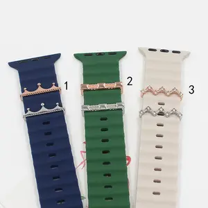 Silver/Rose gold Creativity Watch Band Charms For iwatch Silicone Strap Single Metal Diamond Decorative Ring