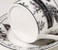 Tasses à thé anglaise de l'après-midi 220ml avec impression personnalisée en céramique blanche de luxe ensemble tasse et soucoupe