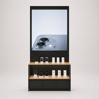 Comptoir d'exposition pour téléphones portables, vitrine pour smartphones, îlot de présentation, mobilier de magasin de détail, aménagement de boutique d'électronique, bureau de rangement