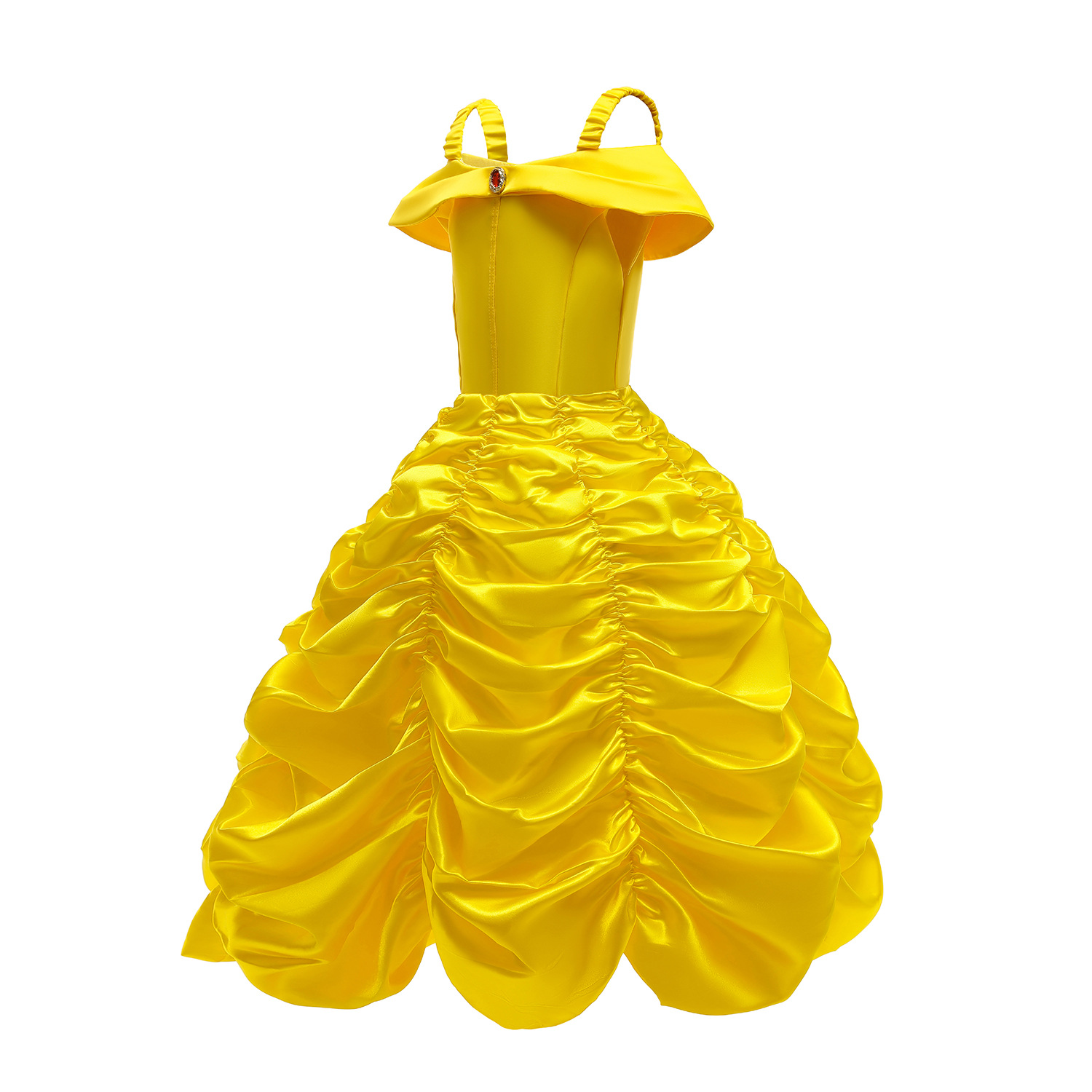 Girl Princess Dress Belle Costume Layered Off Shoulder Birthday Party