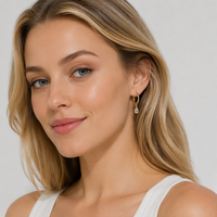 LT-EK307 Vente en gros Boucles d'oreilles créoles géométriques tendance en forme de goutte d'eau pour femmes, en argent 925 et zircon, hypoallergéniques