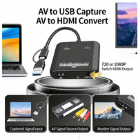 Carte de capture audio-vidéo AV, convertisseur AV vers USB/HDMI 2-en-1, compatible avec les téléviseurs intelligents de 85 pouces, les systèmes de cinéma maison, la télévision