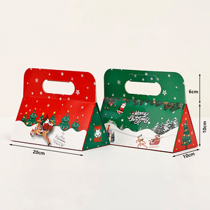 Scatola Regalo Pieghevole per Pasticceria Natalizia, Vendita all'Ingrosso, Disponibile in Stock, Cartoncino Kraft Bianco 350gsm, Confezione Piatta per Biscotti e Muffin Natalizi - Product Image 1