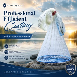 แหจับปลาแบบหนัก ทนทาน สำหรับมืออาชีพ พร้อมห่วงโยน แข็งแรง ทนทาน เสริมความแข็งแรง ขั้นสูง ไร้รอยต่อ แม่นยำ สำหรับอุตสาหกรรม - Product Image 3