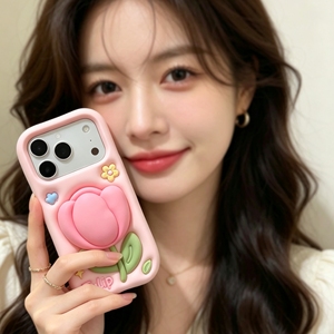 Custodia per telefono in silicone 3D creativa a forma di tulipano, stile coreano, anti-caduta, per Apple <span class=keywords><strong>iPhone</strong></span> 16 Pro Max 15 - Product Image 6