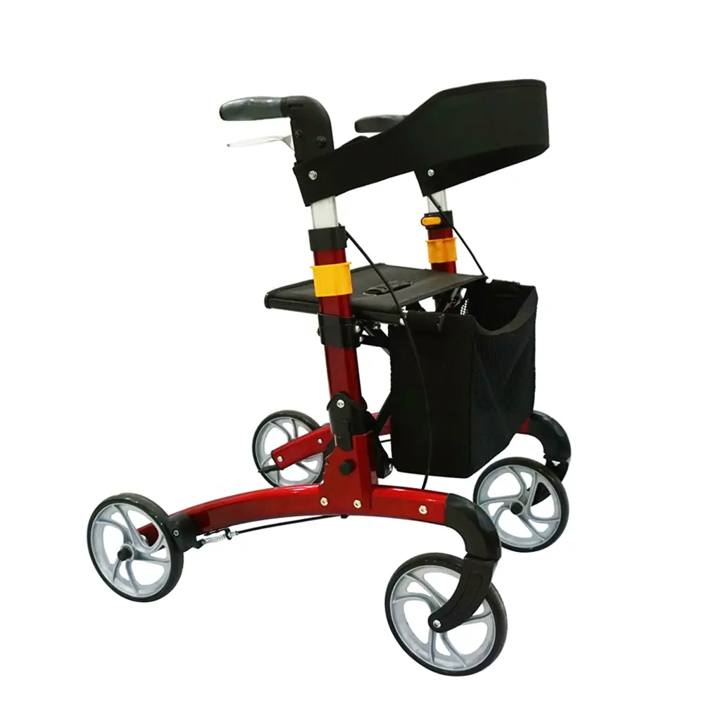 Professionele Nieuwe Oudere Koolstofvezel Lopen Opvouwbare Volwassen Lichtgewicht Rollator Met Stoel