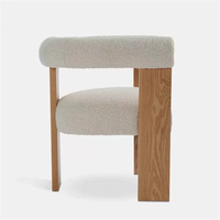Fauteuil de salle à manger BST moderne en noyer avec dossier cylindrique en bouclette ivoire et assise rembourrée épaisse pour la maison