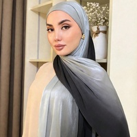 Pañuelo Hijab de Chifón Degradado Brillante, Pañuelo para la Cabeza de Poliéster con Destellos, Chal Modesto para Mujer, para Fiestas Nocturnas y Uso Diario