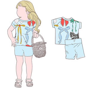 Ensembles pour enfants en vente flash, deux pièces, col rond, personnalisation, <span class=keywords><strong>pantalon</strong></span> court pour filles de <span class=keywords><strong>10</strong></span> à 11 <span class=keywords><strong>ans</strong></span> - Product Image 1