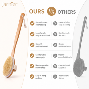 En stock Brosse de massage corporelle en bambou de haute qualité Brosse de nettoyage en profondeur exfoliante pour la douche Brosse de bain en poils de sanglier pour peau sèche - Product Image 4