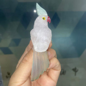 クリスタルバードカービング、鳥の彫刻、宝石鳥コレクション、オウムの鉱物標本、瑪瑙オウム - Product Image 5