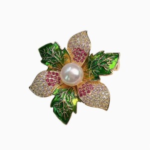 Bauhinia Flower Fancy Zircon Plated Gold Alloy Channel Set Corsage Pin Women's <b>Wedding</b> Engagement Party Gift <b>Accessories</b> - Product Image 1