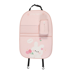 Tapis de protection pour dossier de siège de voiture Lucky Bear avec poches, motif ours tulipe, en cuir, rangement multifonctionnel pour la protection des sièges arrière - Product Image 5