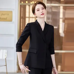 Costume noir personnalisé de bureau professionnel formel, costume deux pièces pour femmes, pantalon d'affaires grand costume