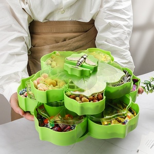 Anjuke Trung Quốc đôi xoay đồ ăn nhẹ Nut khay điện thoại chủ Snack hộp lưu trữ các loại hạt tổ chức trái cây sấy khô tấm bát - Product Image 4