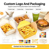 Ensemble d'emballages pour la restauration rapide, boîtes en papier jetables pour poulet frit, frites, hamburgers, repas à emporter, logo personnalisé, boîte pour la restauration rapide