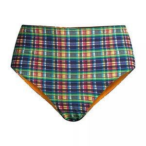 Custom Plaid Swimwear Seersucker One-shoulder Bikini <strong>Top</strong> High-Waist Bottom <strong>Checker</strong> 2 Piece Bathing Suit Gingham Check Swimsuit - Product Image 4