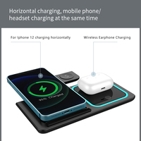 Base de Carga Inalámbrica Magnética 3 en 1 Creativa, Soporte Plegable para iPhone, Reloj y Auriculares, con Luz