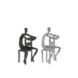 현대 미니멀리스트 크리 에이 티브 금속 철 그림 앉아 의자 데스크탑 장식 전기 도금 실버 블랙 홈 장식