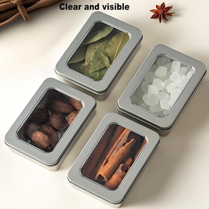 Hình Chữ Nhật Xu Hướng Tinplate Bản Lề Mini Bạc Hà Kẹo Hộp Thiếc Tùy Chỉnh Kích Thước Cấp Thực Phẩm Có Thể Tái Chế Giáng Sinh Hộp Quà Tặng Rõ Ràng Cửa Sổ - Product Image 3