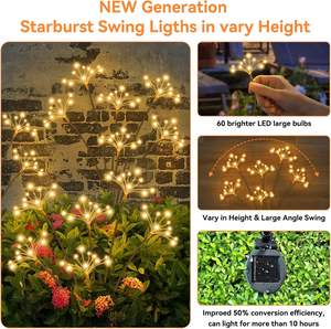 Taman tenaga surya LED IP65 tahan air kecerahan tinggi dekorasi Natal jalur jalan setapak teras halaman luar ruangan semburan bintang bersayap putih hangat - Product Image 2
