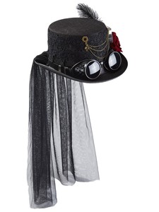 Tocado <span class=keywords><strong>de</strong></span> encaje Rosa Lolita Steampunk victoriano para <span class=keywords><strong>mujer</strong></span>, sombreros mágicos planos, tocado <span class=keywords><strong>de</strong></span> Halloween, accesorios <span class=keywords><strong>de</strong></span> disfraz, sombrero gótico superior - Product Image 2
