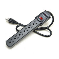 Multiprise américaine 6 prises avec ports USB, auto-test, indice IP67, couleur noire, économique, produit en stock